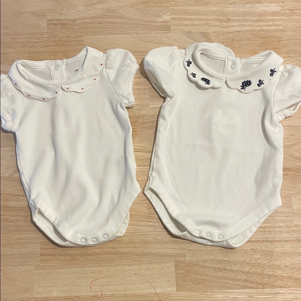 Janie and Jack White Baby Onesies with Embroidered Collars 0-3 Months